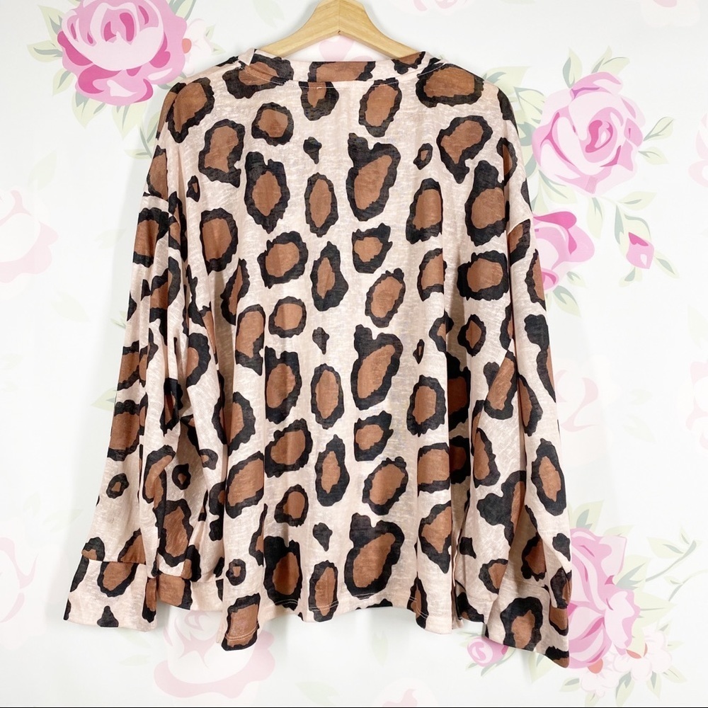 Umgee Plus Leopard Animal Print Oversized Long Sleeve Shirt XL - Picture 6 of 10